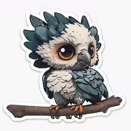 the sticker of a small bird sitting on top of a branch