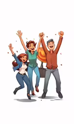 two men and a woman holding up a candy bar