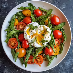 a plate full of fresh food sitting on the table