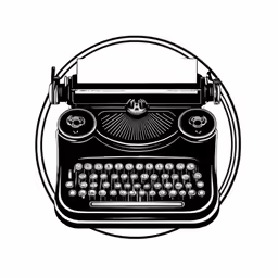 an old - fashioned typewriter is depicted in a circular