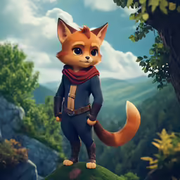 a painting of a young red headed fox with large eyes