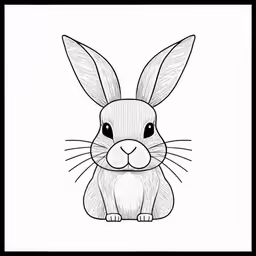 a black and white drawing of a rabbit