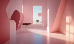 an interior photo of pink with bright light