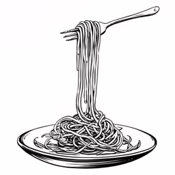 spaghetti with a fork on top of it