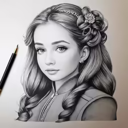 a pencil drawing of an individual with braids and a jacket