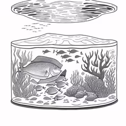 a fish is seen in the bottom half of a large aquarium