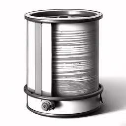 a black and white picture of a trash can
