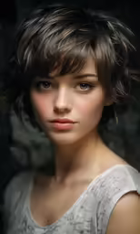 the woman is wearing a white top