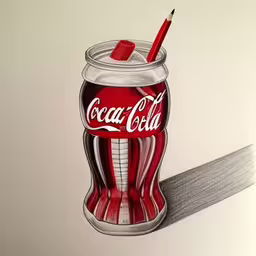 a drawing of a can with a pencil in it