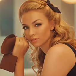 a very pretty blonde girl with her hat on