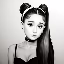 a black and white image of a girl with long hair
