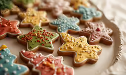 a platter full of assorted decorated cookies