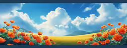 a photo of the painting field with clouds