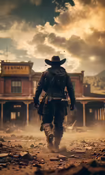 a man walking on top of a dirt field