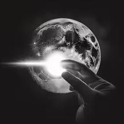 someone is holding out the light at the top of the moon