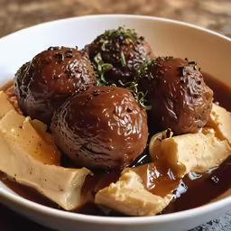three baked items on top of each other in a bowl