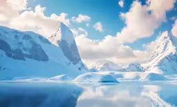 some very pretty mountains in the background by water