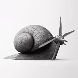 a snail sitting on top of a blade with a knife