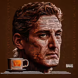 a digital drawing of a person in a mug