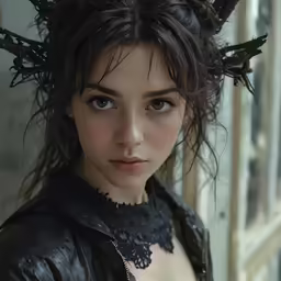 a beautiful woman with horns on her head