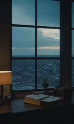 there is a photo taken of a large window