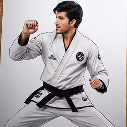 an illustration of a man doing karate with a black belt