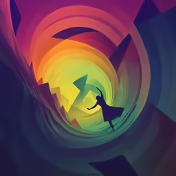 an abstract graphic art painting of a girl reaching for the light