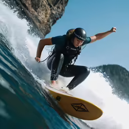 a man riding a wave on top of a surfboard