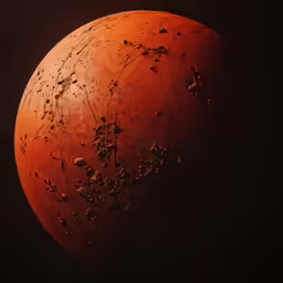 a red object with black spots on the surface