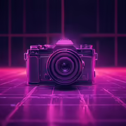 a camera sitting on top of a tiled floor
