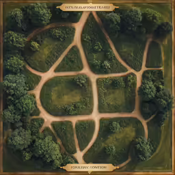 an aerial photograph of a lot in the middle of a park