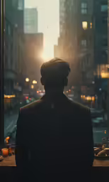 a person looking at the street outside a window