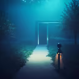 the lights at the door show a ghostly figure