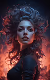 the woman has her hair blowing in a very long way