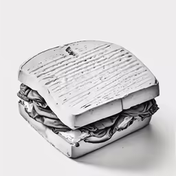 a waffle topped sandwich with bacon on a white background