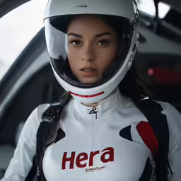 a beautiful young woman in a helmet posing for a photo