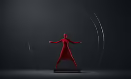 a wire sculpture of a human figure in red