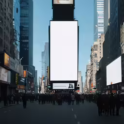 people standing on the road in a large city