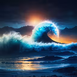 a painting of a big wave in the ocean,a painting of some very pretty waves in the ocean