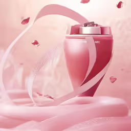 there is a shiny pink vase on a table