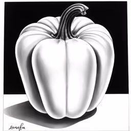 a white pumpkin on a black and white background
