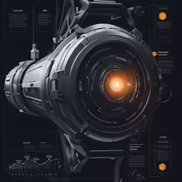 a very big sci projector in a dark space