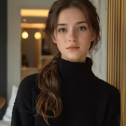 a woman wearing black posing for the camera