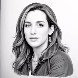 a woman is in black and white with long hair