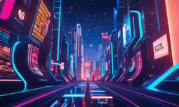 a futuristic city in the middle of a dark night