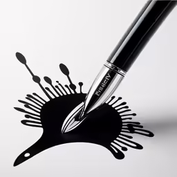 black pen inking a black and white artistic design