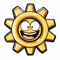 a cartoon sun with a happy face