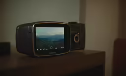 a camera with a television screen on top