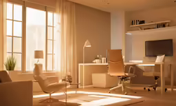 sunlight streaming through large windows in a living room