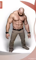 a male body is posed in front of a background